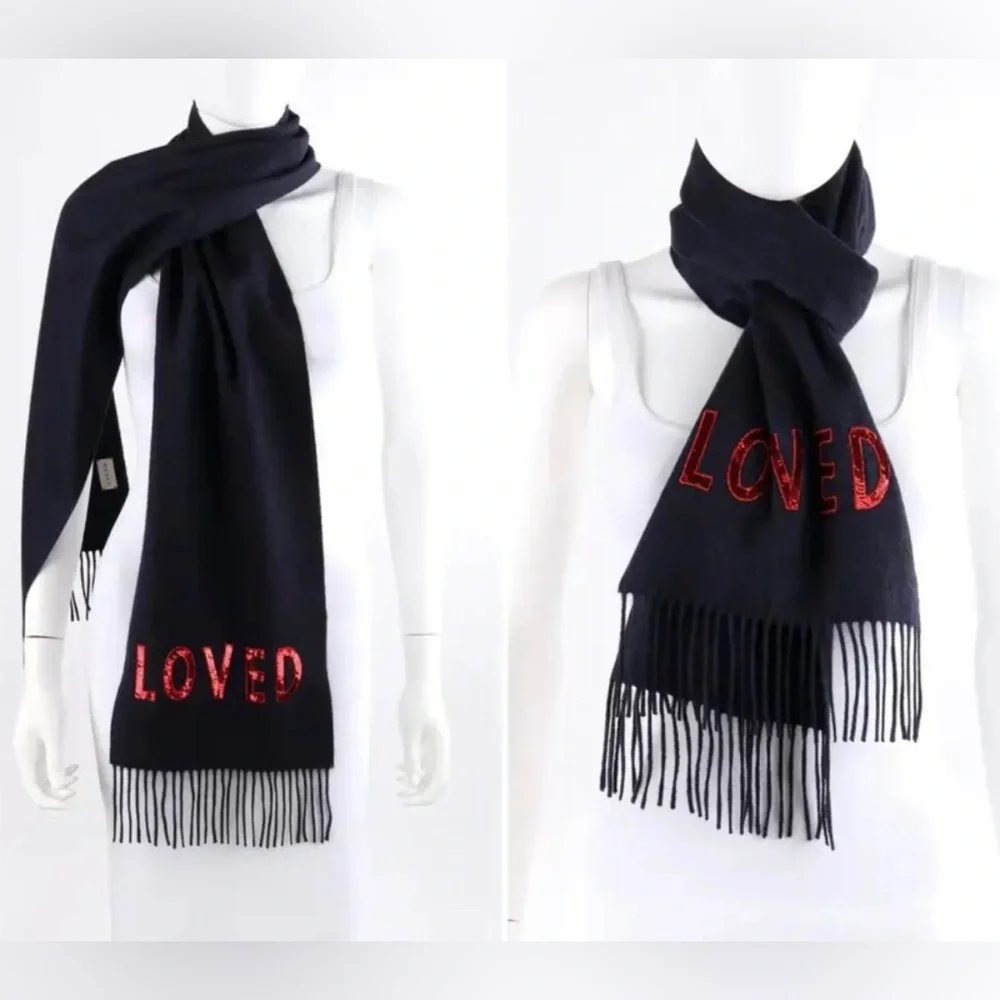 Gucci LOVED Cashmere Sequin Scarf New - Picture 7 of 15